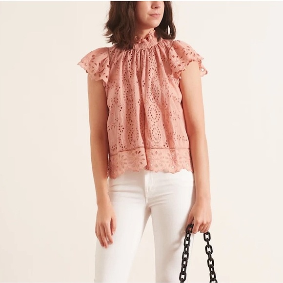 Sea New York Tops - Sea NY daisy flutter sleeve blouse coral 2 LIKE NEW eyelet spring blouse